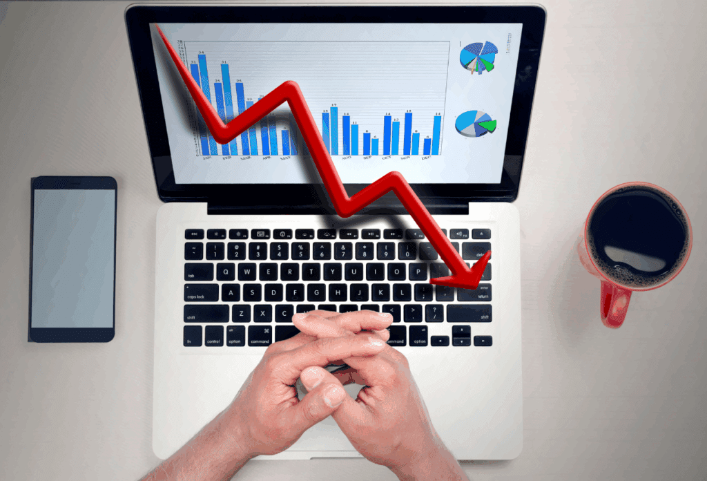 Graph showing declining revenue caused by operational downtime