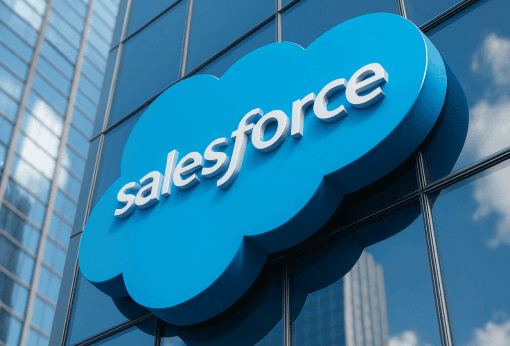 Salesforce logo on skyscraper
