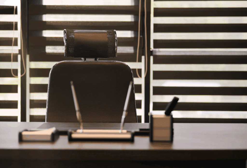 Empty office chair at a desk
